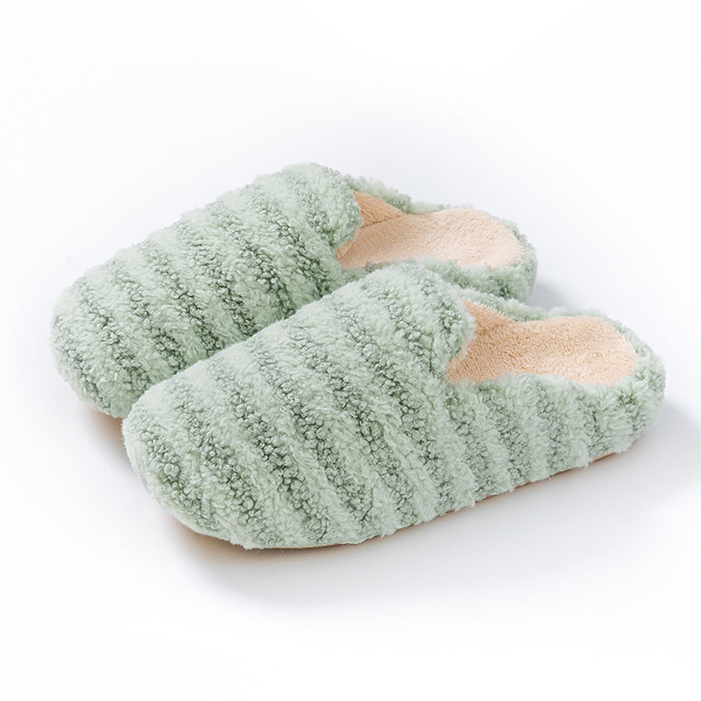 Fresh Striped Thicken Plush Warm Slippers 6W8FSP295
