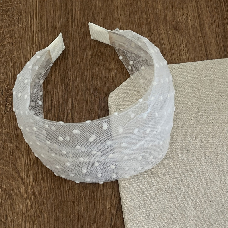 Elegant Polka Dots Lace Mesh Wide Headband 6W6HBD292