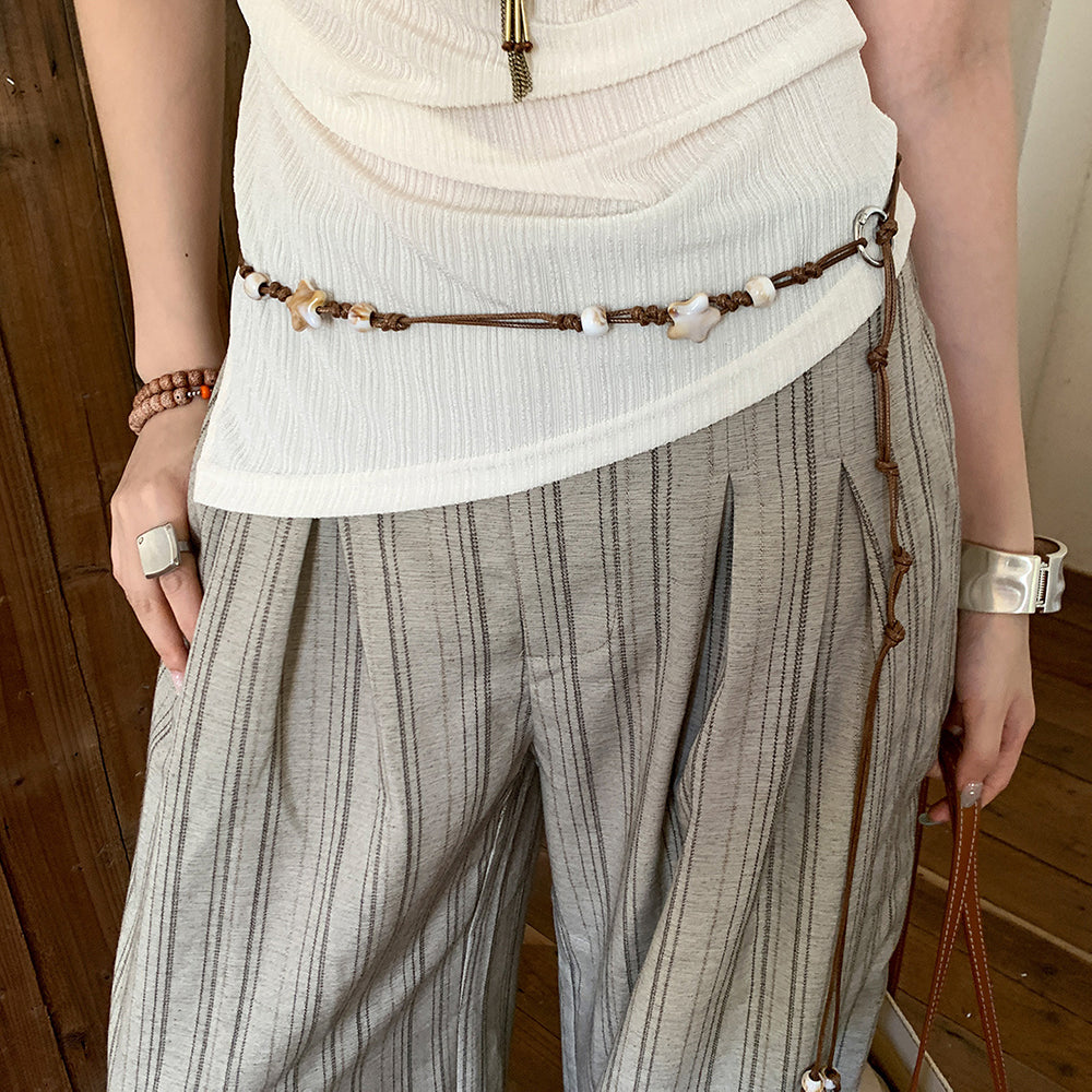 Boho Style Star Bead Braided Tassel Waist Blet 6W6JBT199