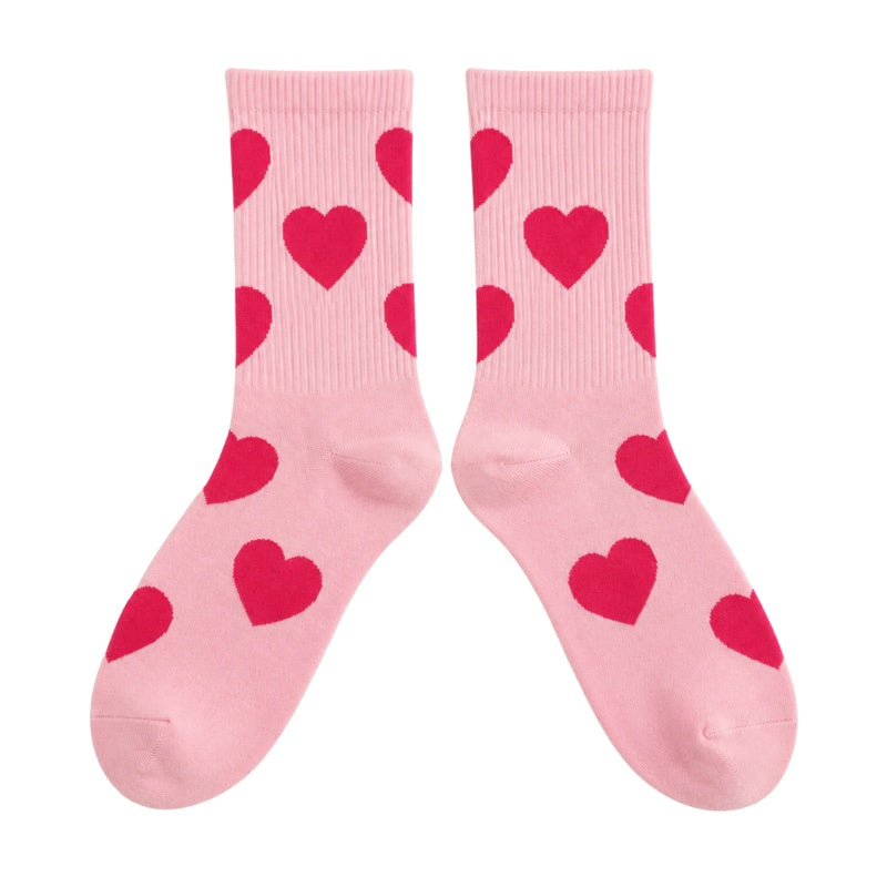 Sweet Pink Lttter Patterned Crew Socks 6W8FSO653