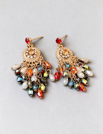 Crystal Teardrop Tassel Earrings 6W6JER803