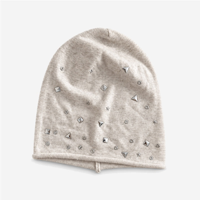 Stylish Metal Rivet Knit Beanie Hat 6W6HAT651