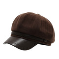 Fall Octagonal PU Leather Brim Newsboy Cap 6W6HAT783