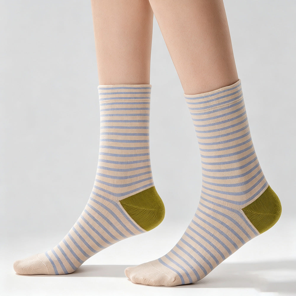 Color Block Striped Crew Socks - DippedShop Wholesale - #0659