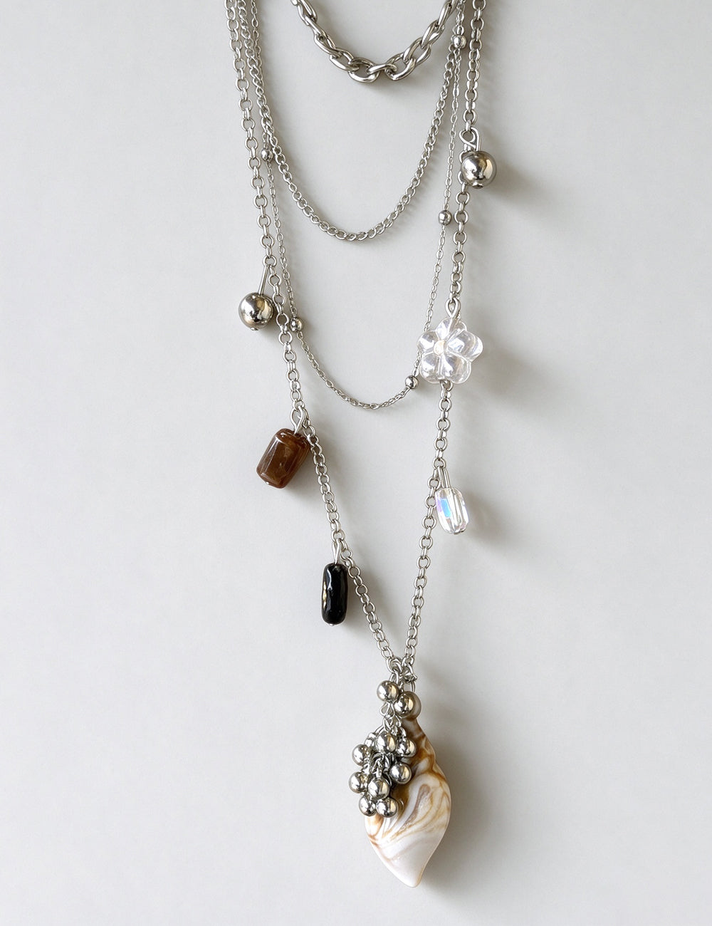 Trendy Seashell Pendant Multi-Layered Chain Necklace 6W6JNC1062