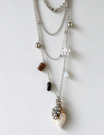 Trendy Seashell Pendant Multi-Layered Chain Necklace 6W6JNC1062