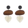 Wooden Heart Drop Earrings - DippedShop Wholesale - #0739