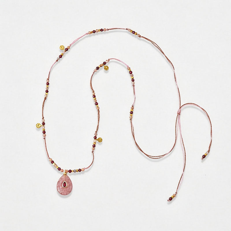 Natural Stone Pendant Beaded Rope Necklace 6W6JNC628