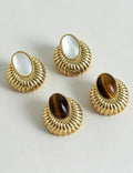 Natural Tiger's Eye Shell Shape Stud Earring 6W6JER568