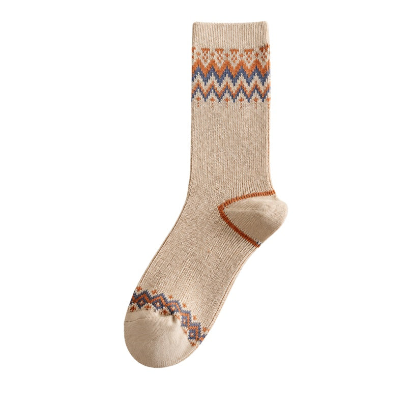 Retro Geometric Jacquard Crew Socks 6W8FSO662