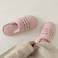 Simple Letter Embroidery Plush Non-Slip Warm Slippers 6W8FSP286