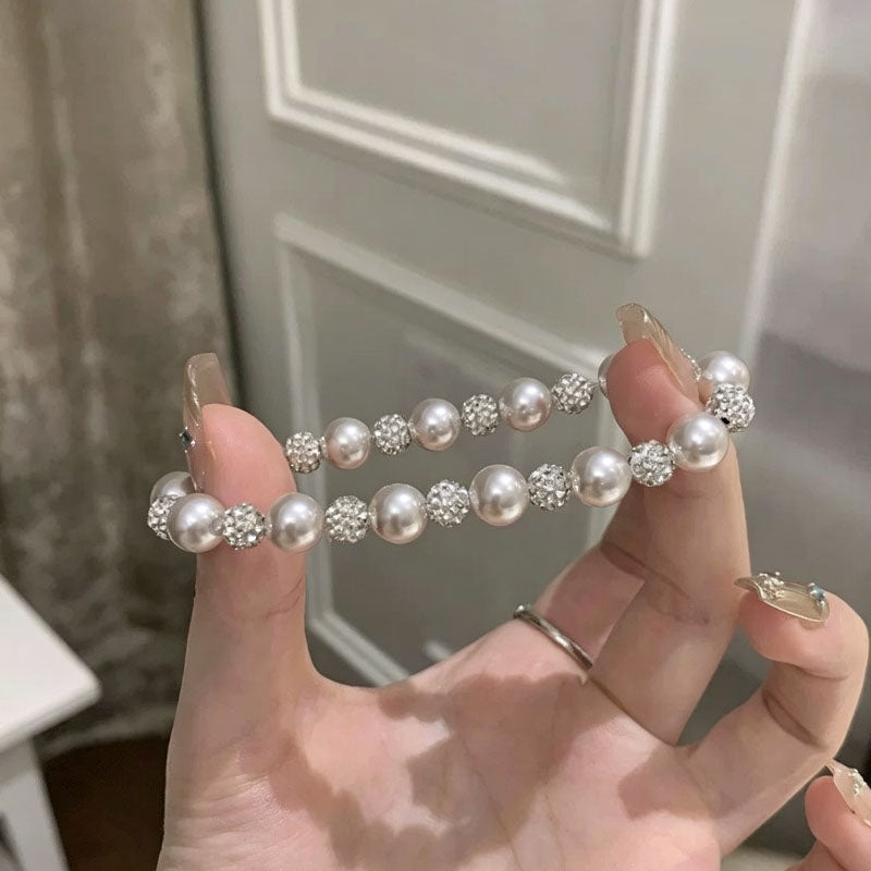 Stylish Double Layer Pearl Rhinestones Bracelets 6W6JBR487