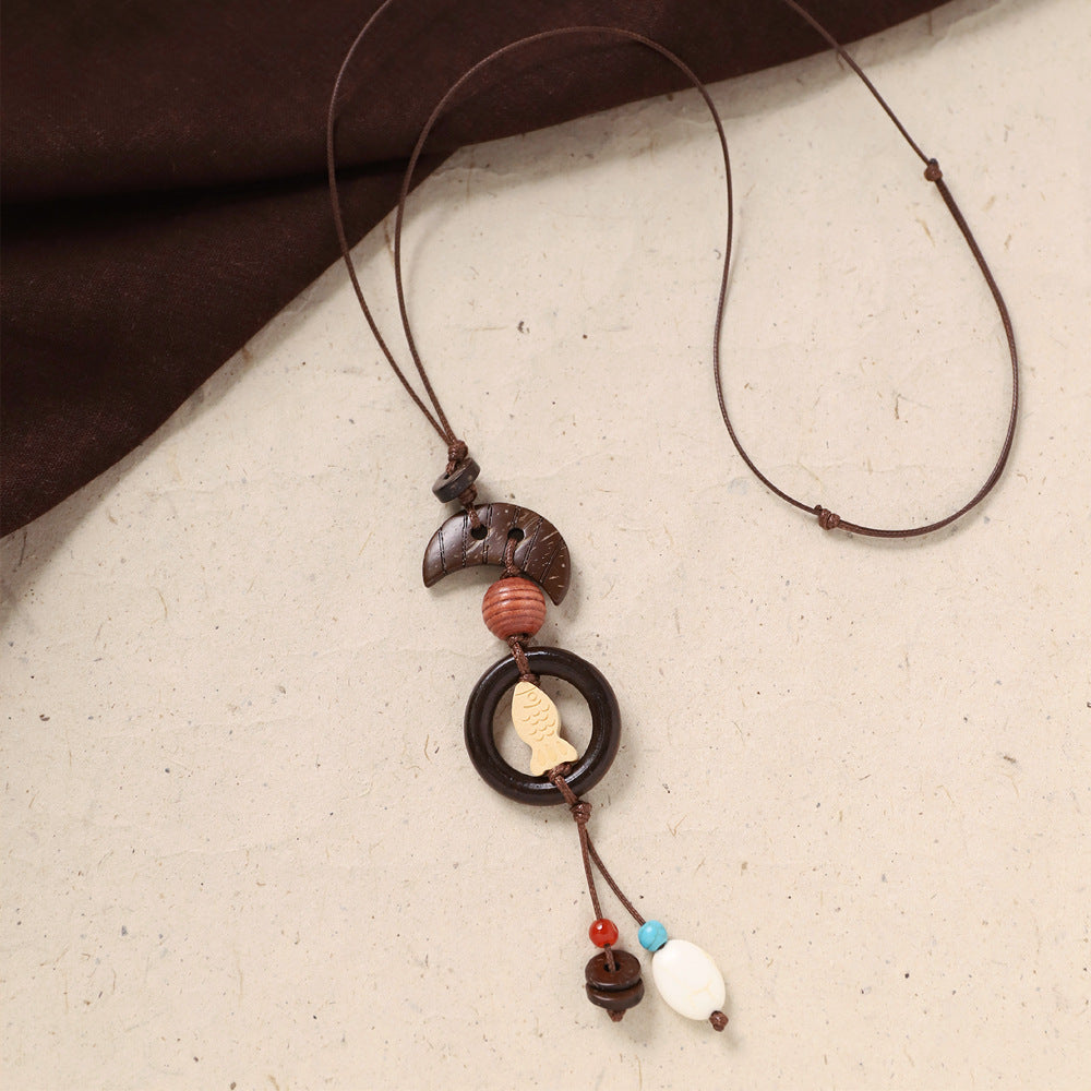 Coconut Shell Pendant Necklace - DippedShop Wholesale - #2579