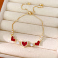 Retro Gold Plated Rhinestones Heart Bracelet 6W6JBR695