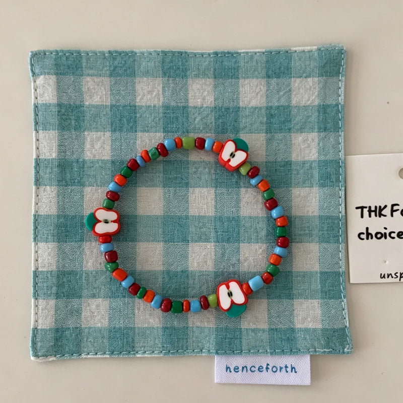 Funny Apple Charm Colorful Beaded Bracelet 6W6JBR380