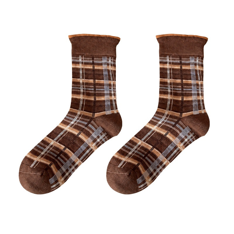 Plaid Striped Slouchy Socks - DippedShop Wholesale - #3843