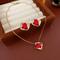Elegant Gold Plated Rhinestones Rhombus Pendant Necklace  6W6JNC966