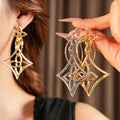 Fashion Hollow Flower Gold Plated Geometric  Dangle Earrings 6W6JER727