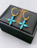 Vintage Turquoise Flower Drop Earrings 6W6JER840