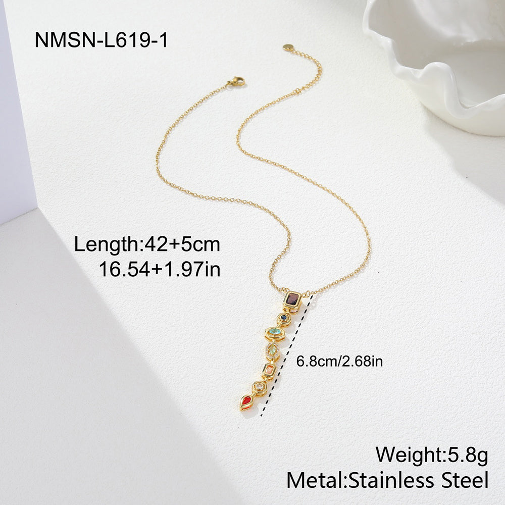 Cubic Zircon Pendant Necklace - DippedShop Wholesale - #7731