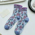 Vintage Floral Embossed Breathable Crew Socks 6W8FSO741