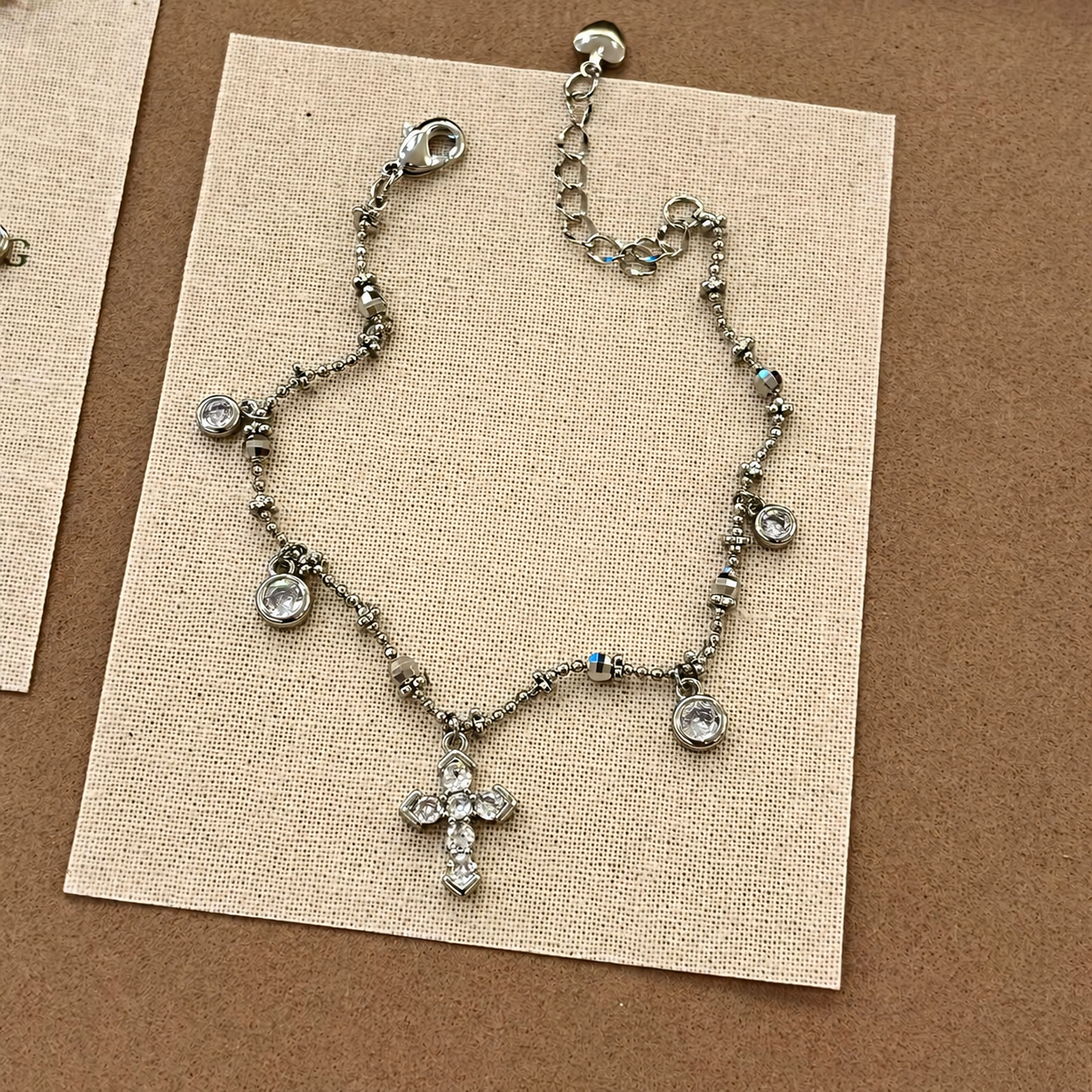 Vintage Cross Pendant Rhinestones Tassel Bracelets 6W6JBR636