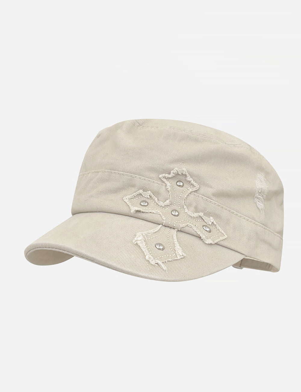 Retro Cross Embroidered Washed Flat Cap 6W6HAT602