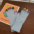 Cute Colorful Plush Ball Decor Warm Knit Gloves 6W6GLO93