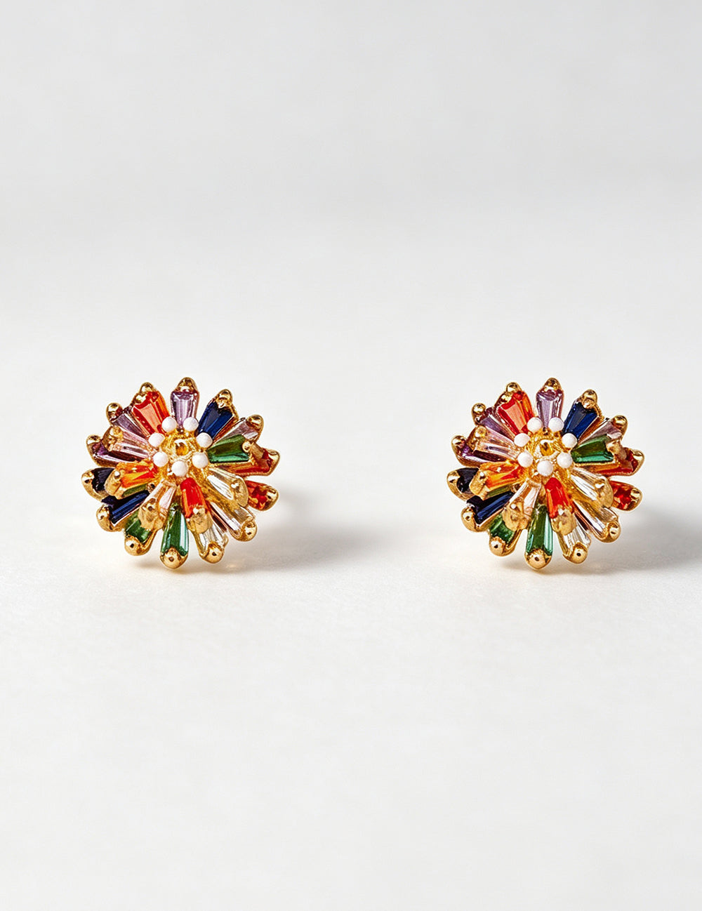 Multi-Color Zircon Flower Earrings 6W6JER784