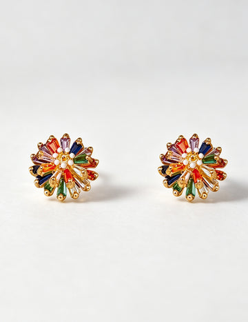 Multi-Color Zircon Flower Earrings 6W6JER784