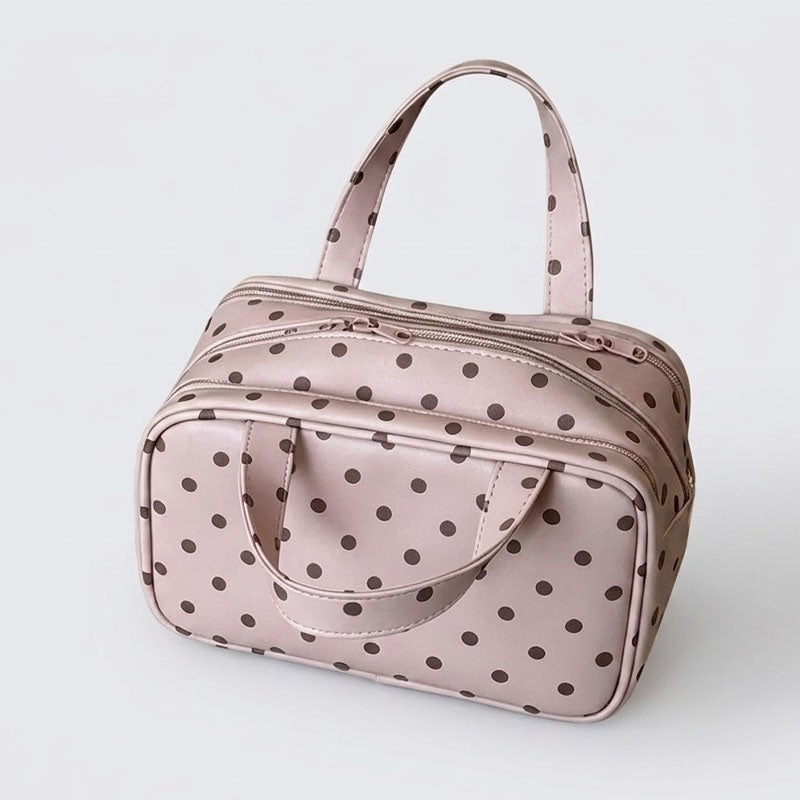 Cute Polka Dots PU Multi-Layer Makeup Bag MK2BW6S10BOB88