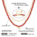 Elegant Red Beaded Cubic Zircon Chain Neckalce 6W6JNC1030