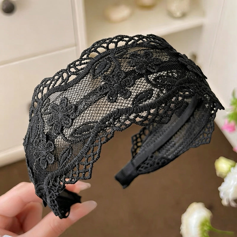 Elegant Lace Floral Hollow Out Wide Headband 6W6HBD303