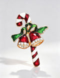 Enamel Candy Cane Jingle Bells Brooch 6W6JPB64