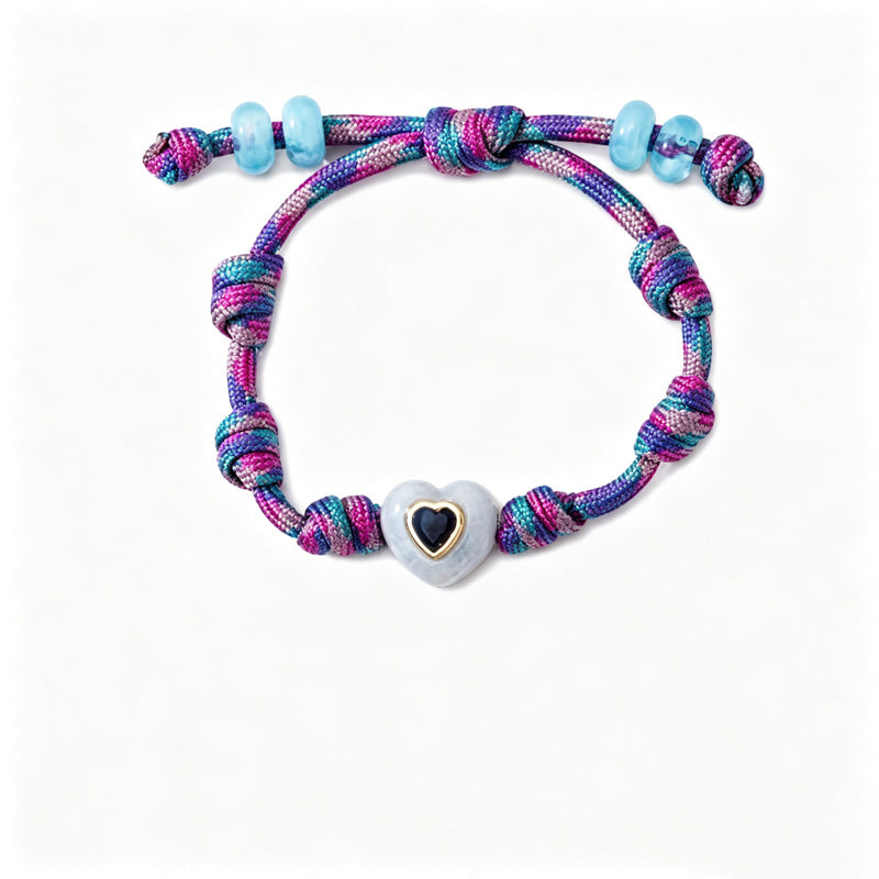 Personalized Heart Pendant Adjustable Rope Bracelet 6W6JBR532