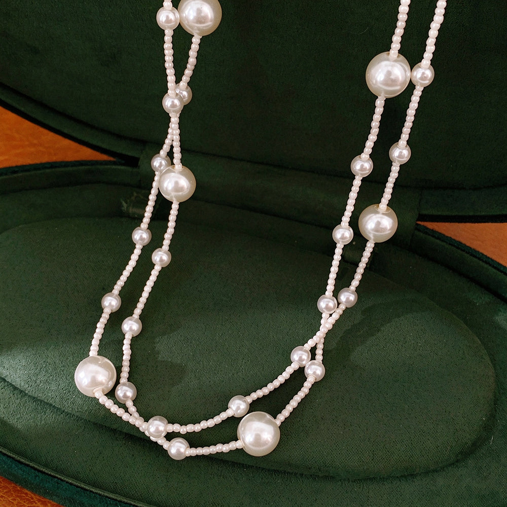 Minimalist Double Layer Beads Chain Necklace 6W6JNC932