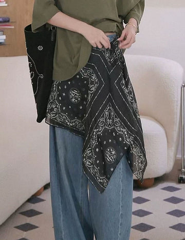 Vintage Floral Print Layered Tie Side Wrap Skirt 6W1SL38