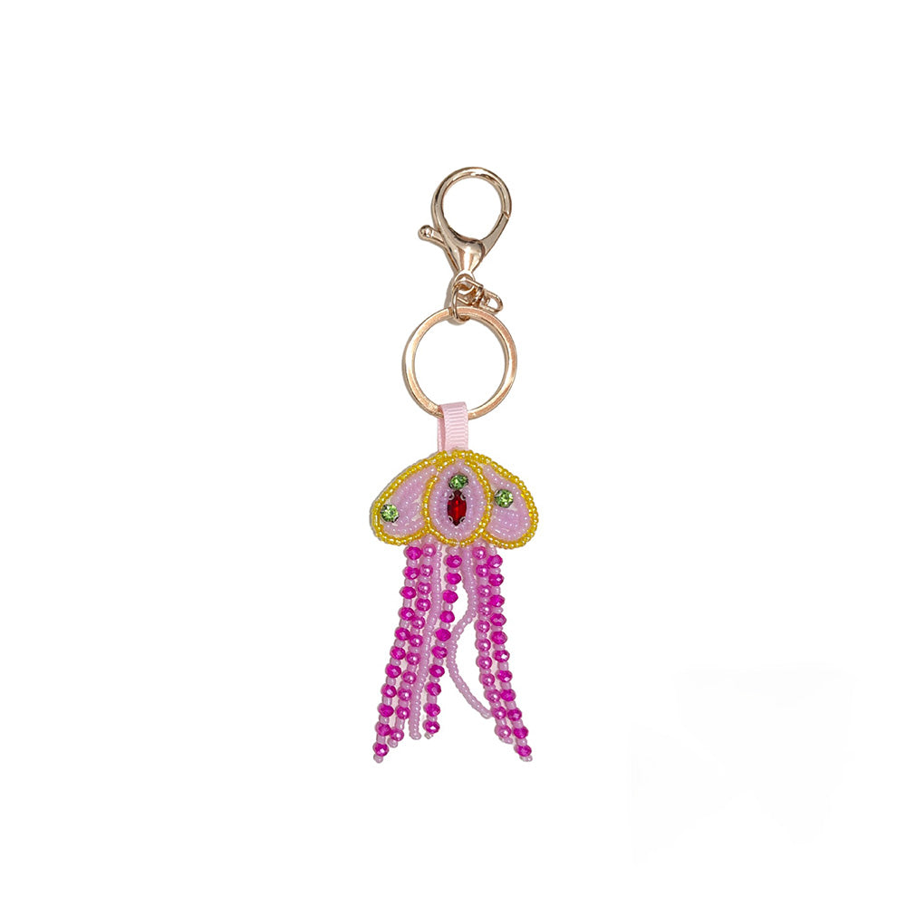 Stylish Rhinestones Beaded Jellyfish Pendant Bag Charm 6W10BBC812