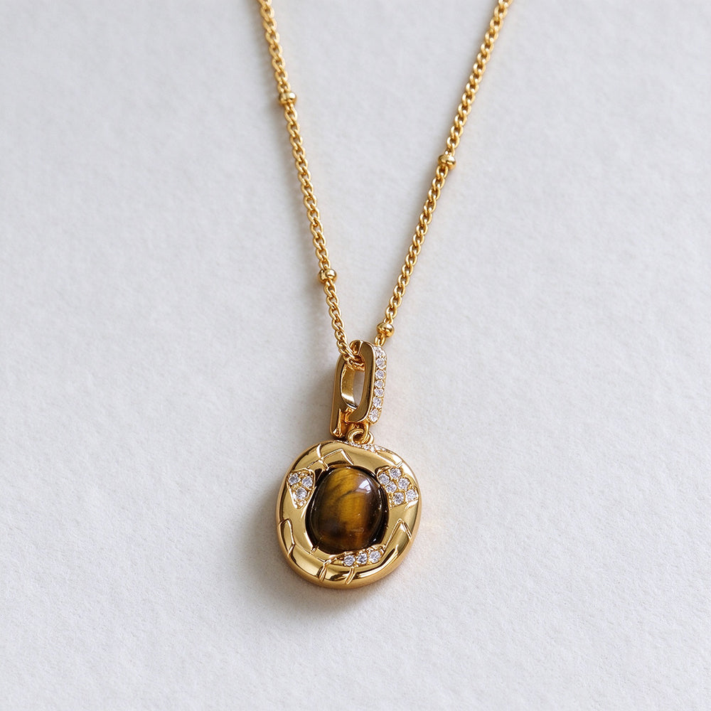 Tiger Eye Pendant Necklace - DippedShop Wholesale - #8435