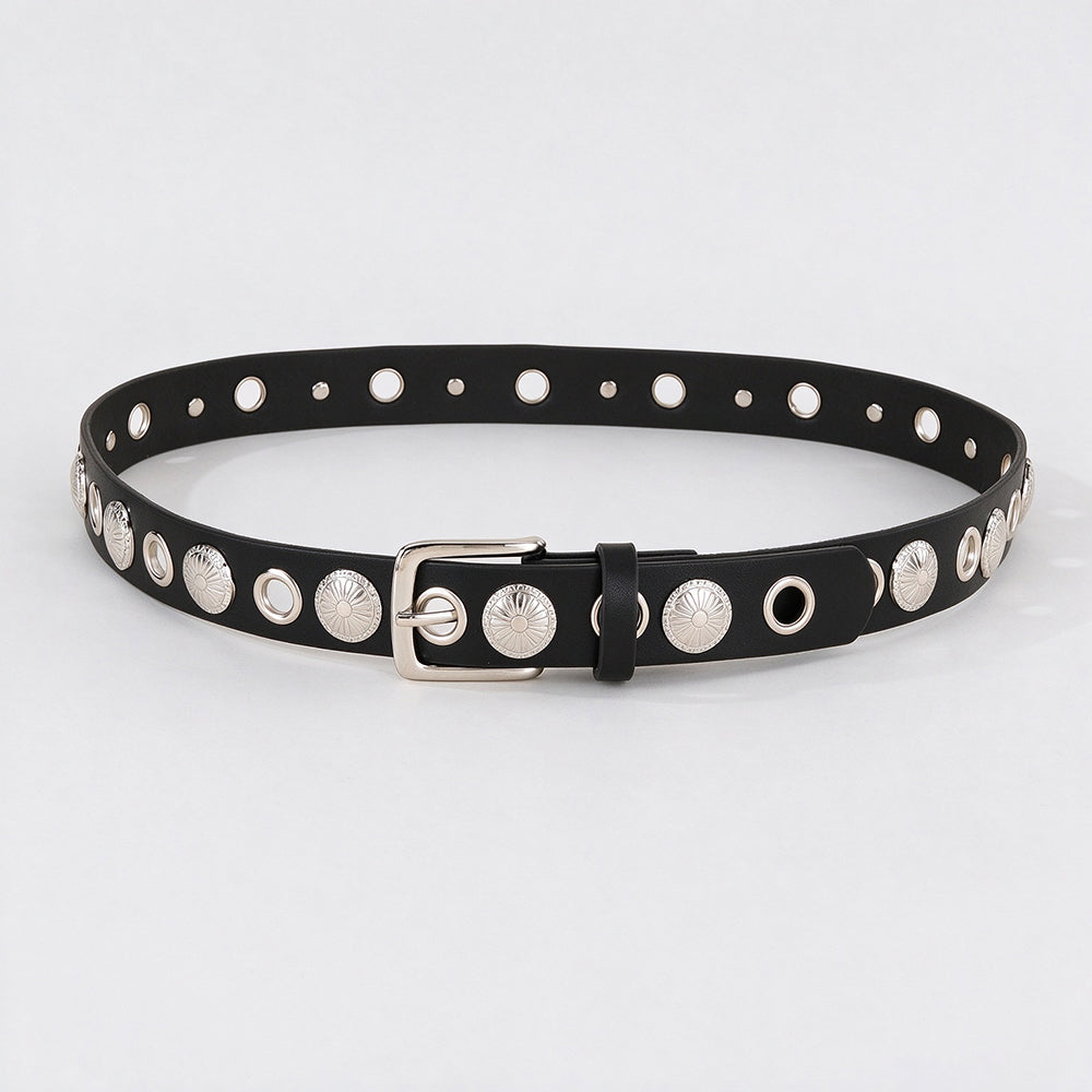 Punk Style Metal Disc Hollow Waist Belt 6W6JBT231