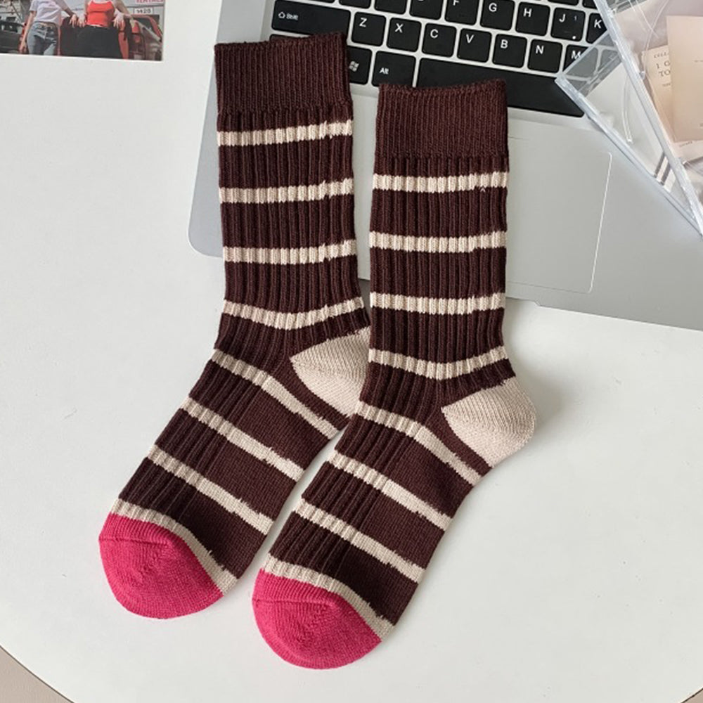 Striped Rib Knit Socks - DippedShop Wholesale - #9843