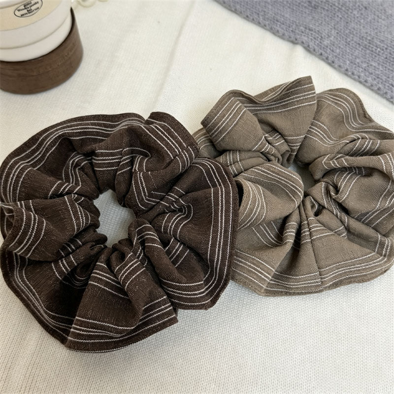 Simple Solid Color Striped Ruffled Scrunchies 6W6HSR375