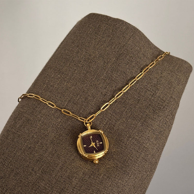 Square Analog Quartz Necklace Watch - DippedShop Wholesale - #6755