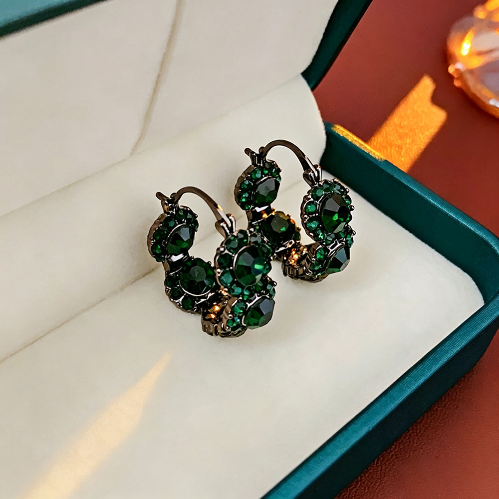 Green Emerald Crystal Hoop Earrings 6W6JER785