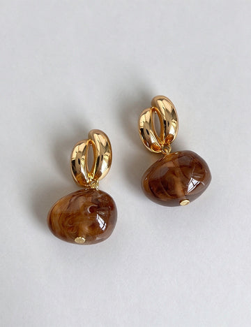 Chunky Irregular Gold Plated Resin Drop Earrings 6W6JER946