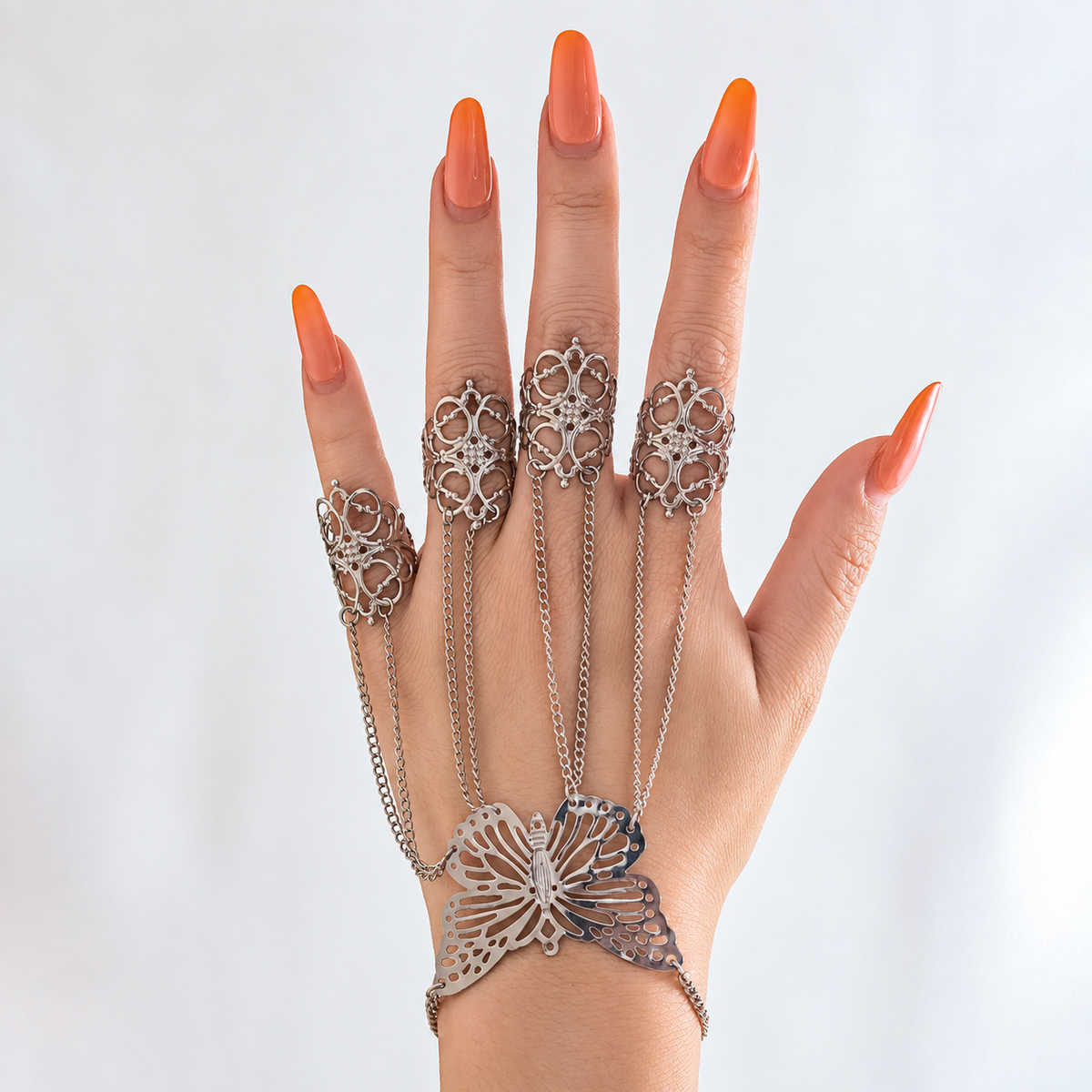 Punk Gothic Halloween Hand Chain Bracelet 6W6JBR629