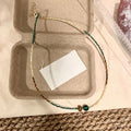 Vintage Double Layer Beaded Chain Square Pendant Necklace 6W6JNC658