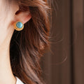Vintage Oval Turquoise Gold Plated Stud Earrings 6W6JER710