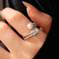 Elegant Cubic Zirconia Knot Pearl Open Ring 6W6JRG366