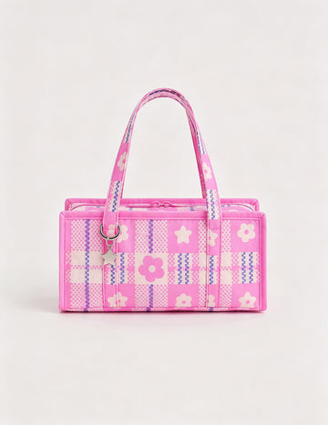 Minimalist Square Plaid Nylon Shoulder Bag 6W10BBG2131